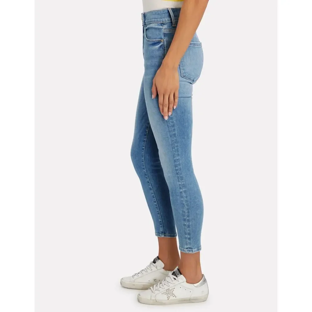 Frame Le One Skinny Jeans in Blue Caspio Sz 2 (Fits 29-34) High Rise Cropped - Picture 5 of 11